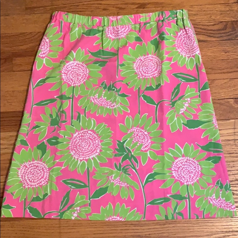 Lilly Pulitzer Pink & Green Floral A-Line Skirt